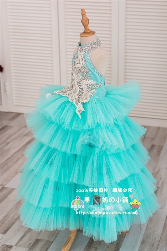 Cho thuê và bán đầm công chúa nguyên bản váy dạ hội màu xanh bạc hà catwalk cô gái đàn piano sợi phồng siêu tiên A591 - Váy trẻ em