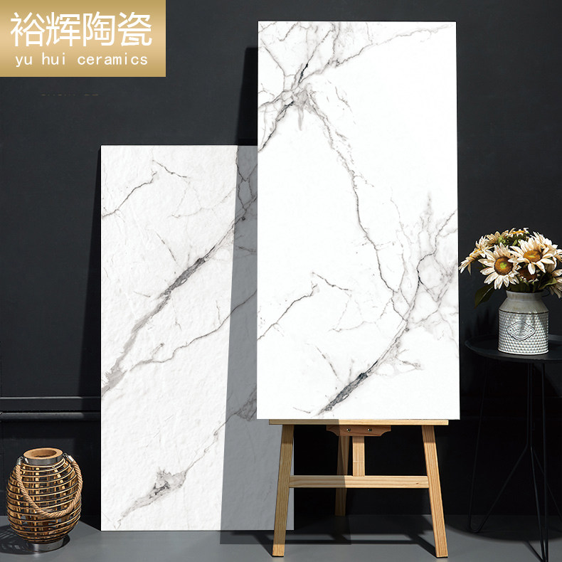 Jazz white fine carved glazed face through body marble tiles 600x1200 abrasion-proof living room extremely minimalist light and luxurious background floor tiles