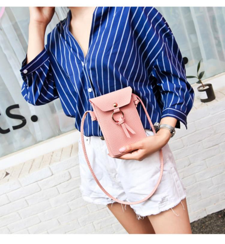 Phiên bản tiếng Hàn của túi nhỏ mới hai lớp đổi điện thoại di động túi đeo vai tua rua Túi xách điện thoại mini túi xách thủy triều - Túi điện thoại túi cầm tay nữ