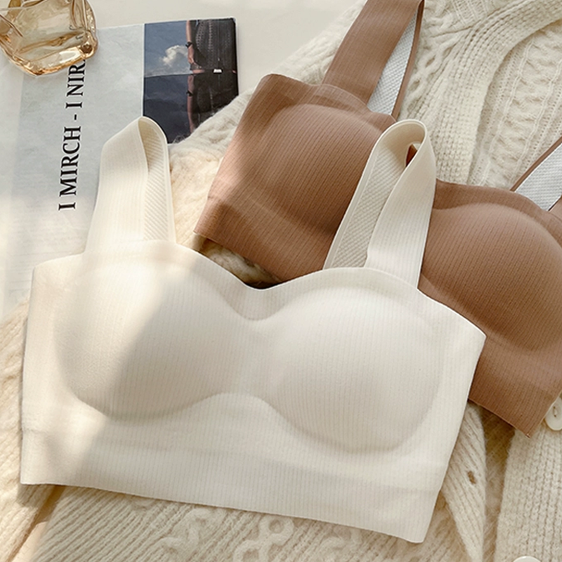 No-marks underwear lady autumn winter small breasts gather without steel ring to collect auxiliary milk anti-drooping vest type integrated bra hood-Taobao