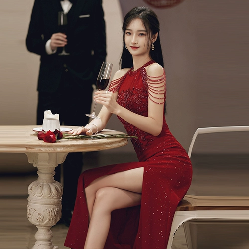 Бордовое цветное элитное вечернее платье, юбка, коллекция 2022