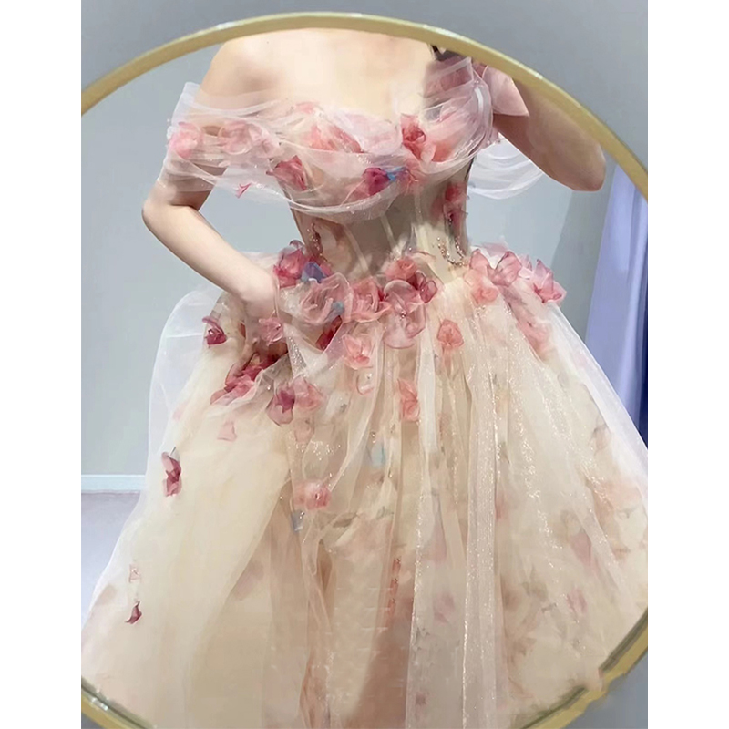 Evening dress for adults, elite archeological piano for princess, open shoulders