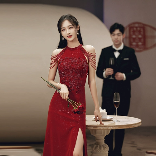 Бордовое цветное элитное вечернее платье, юбка, коллекция 2022