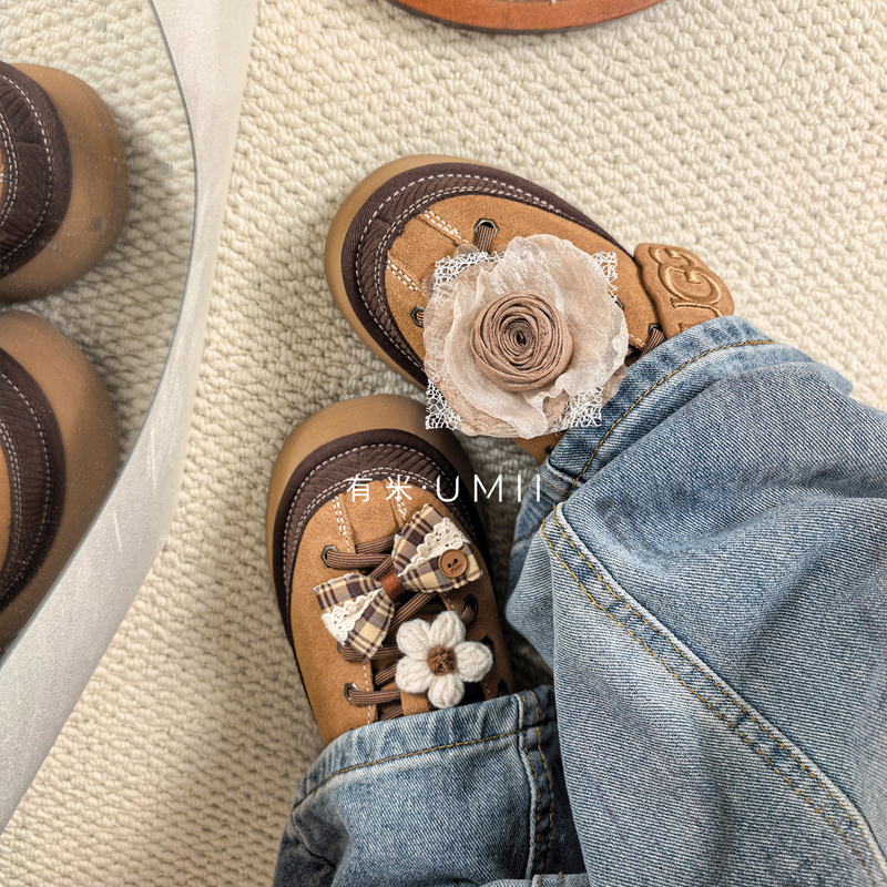 New Autumn and Winter Cute Puff Flower Yarn Shoe Lace Decoration Buckle Ugg Snow Boots Sneakers Accessories DIY