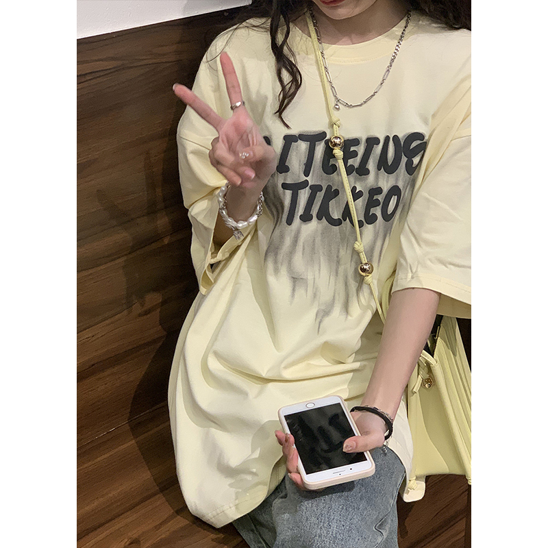 American-Style Trendy Brand Design Niche Short-Sleeve T-Shirt for Women, Plus Size, Summer Loose Casual Couple Pure Cotton Tee