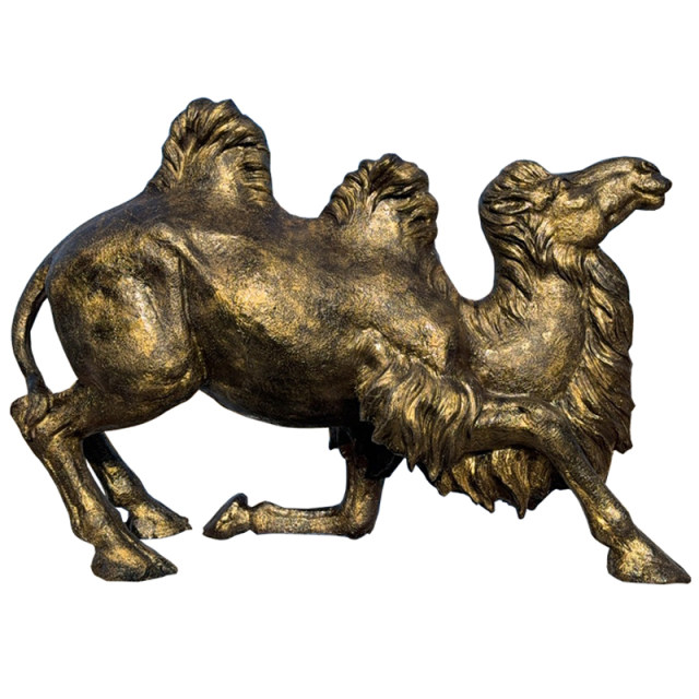 ຮູບປັ້ນອູດ Fiberglass cast bronze camel caravan man statue imitation copper animal horse desert desert park ornaments