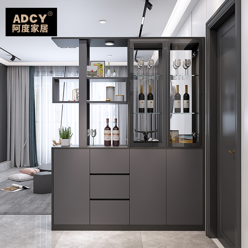 Wine cabinet modern minimalist entrance porch cabinet shoe cabinet integrated light luxury hall cabinet living room compartment cabinet double-sided screen cabinet