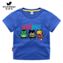 Rich Expensive Bird Boy Super Hero Printed T-shirt Loose Korean version of children Summer short sleeves 2022 new childrens clothing