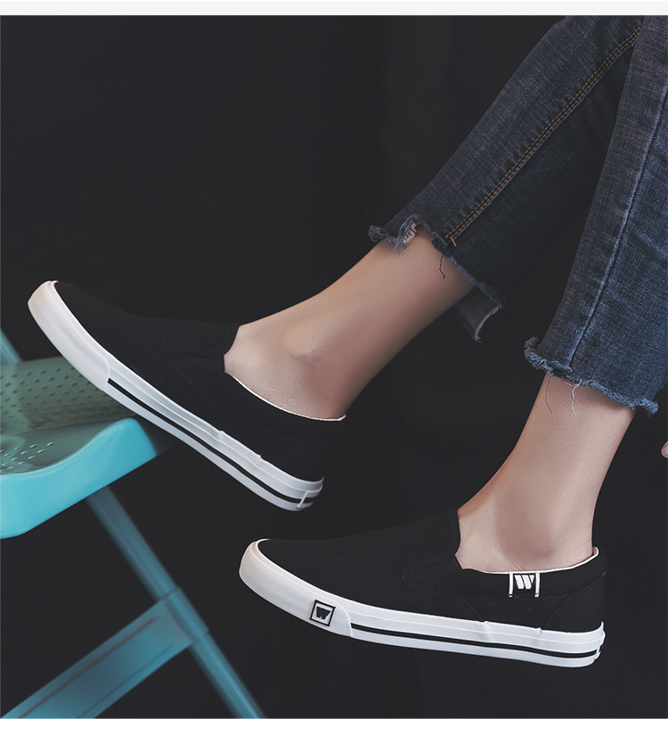 Kéo lại giày nữ giày vải 2019 mới nhỏ màu trắng giày lười một bàn đạp phiên bản Hàn Quốc của mùa hè giày nam thoáng khí hoang dã - Plimsolls giày the thao nam