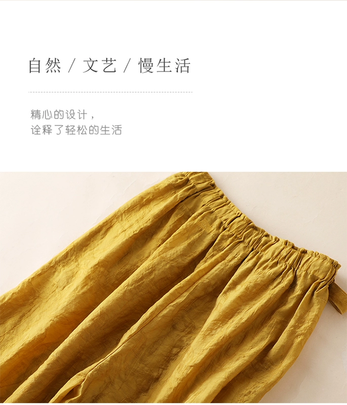 Quần ống rộng ống rộng 2020 mùa xuân mới dành cho nữ quần ống suông thẳng Tencel hakama chảy quần ramie - Cộng với kích thước quần áo