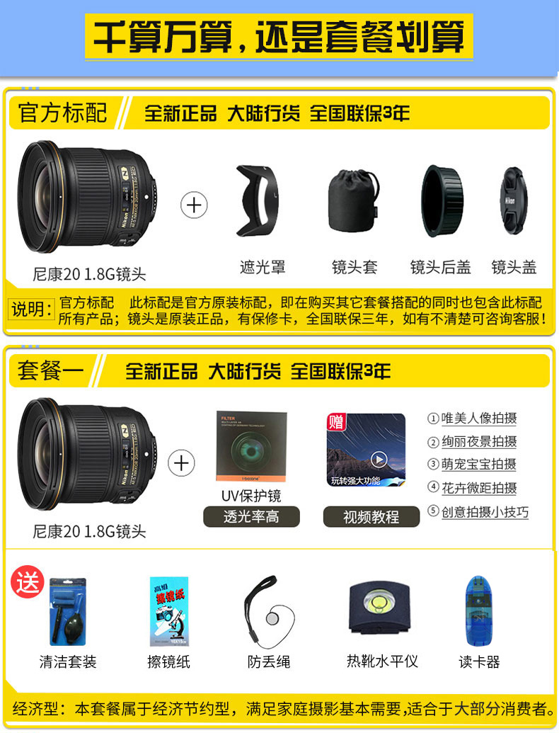 Ống kính DSLR lấy nét cố định góc rộng khẩu độ lớn / ống kính AF / S của AF / S