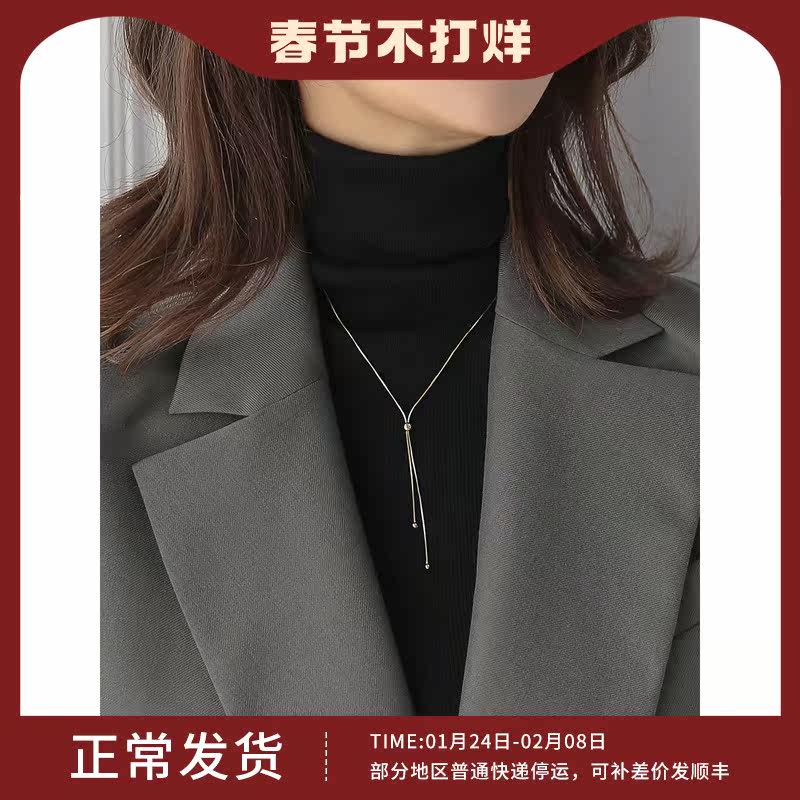 Sterling silver advanced temperament net red design autumn and winter necklace 2021 new tide simple small sweater refined women