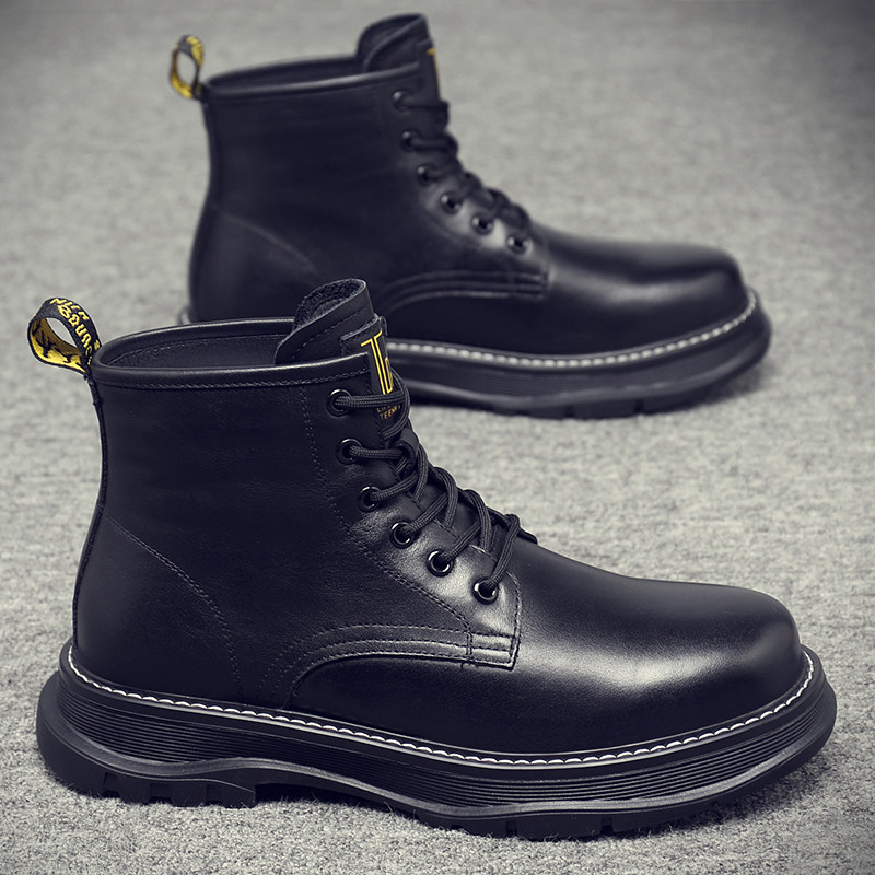 Martin boots men's winter velvet new high-top tooling boots men's wild British wind help casual leather boots men