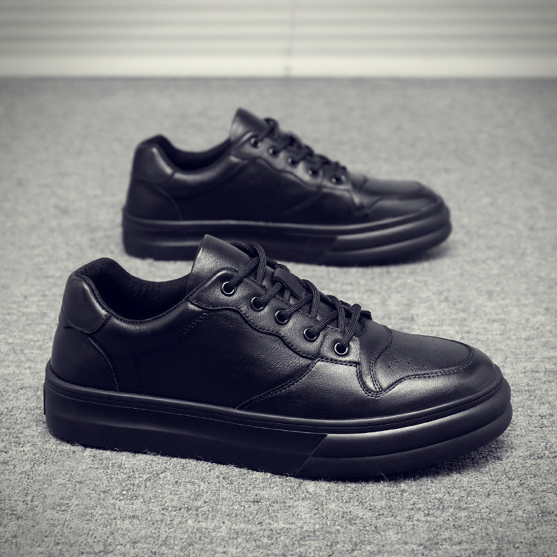 Men's shoes new 2021 spring British sneakers Korean version of the trend sports shoes men's casual black leather shoes men