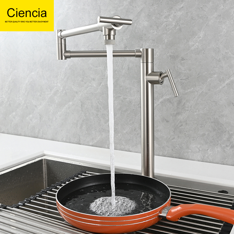 Ciencia Cordlin Brass Folding Faucet Kitchen Hot and Cold Faucet Vertical Dual Switch Faucet