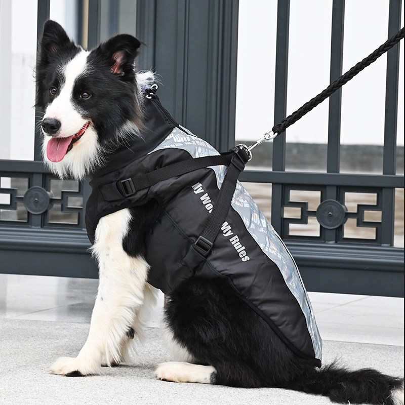 Towable dog clothes winter golden retriever Samoyed medium and large dog border collie Labrador puppy thick cotton coat