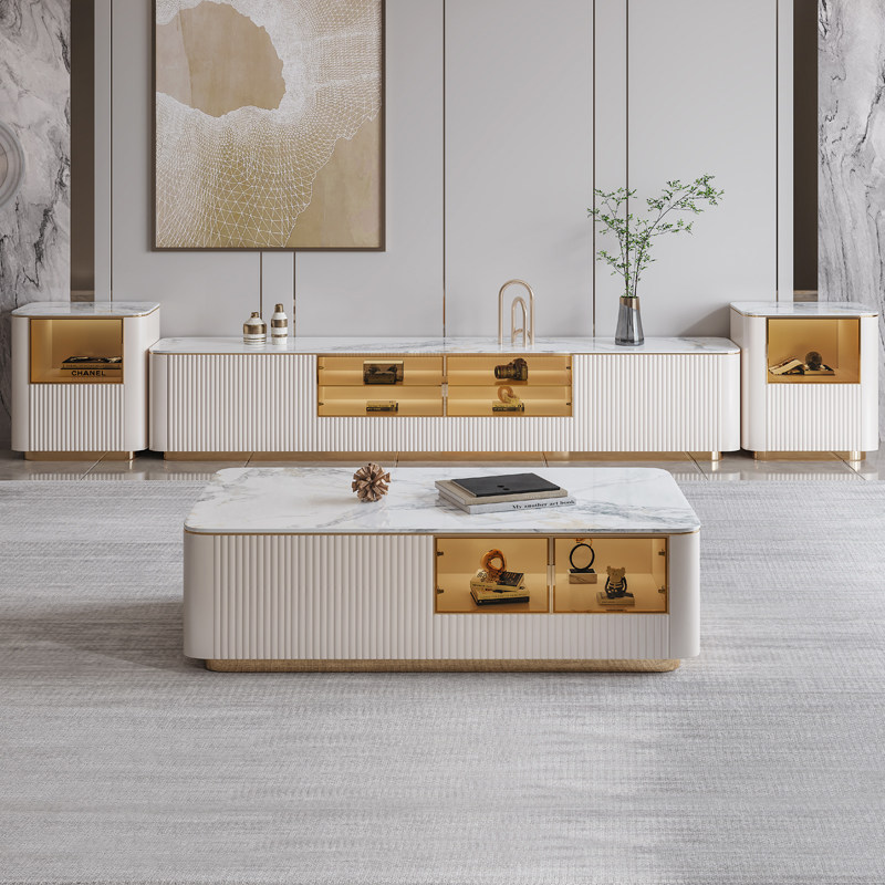 Rockboard Tea Table TV Cabinet Living-room Designer New Lockers Combine small family Light Extravagant TV Cabinet Modern Brief