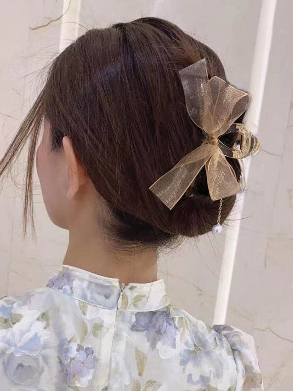 2022 Mesh Lace Bow Hair Clip for Women, Summer Updo Hair Clip for the Back of the Head, Large Shark Clip