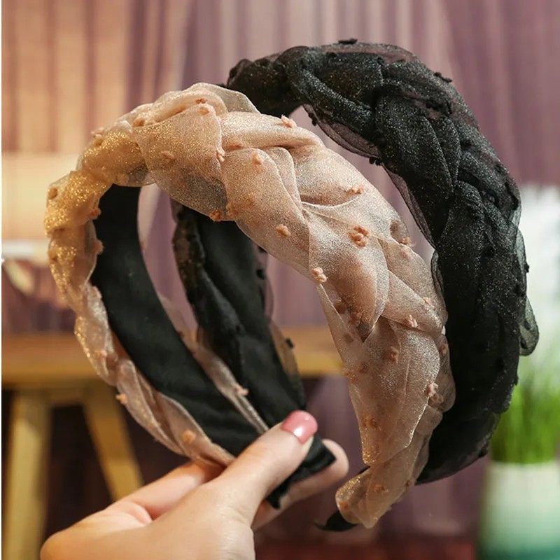 Hairband for Women, Versatile Headband for Going Out, Simple Korean Style Hair Clip, Retro Elegant Wide Edge Braided Hair Accessory