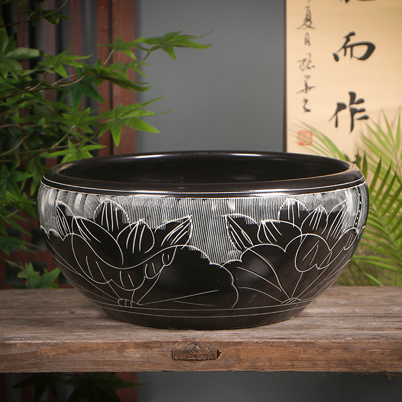 Large Ceramic Flower Pot for Money Grass, Water Lilies, and Other Plants, Suitable for Home Use, Special Price Hydroponic Plant Pot, Goldfish Tank