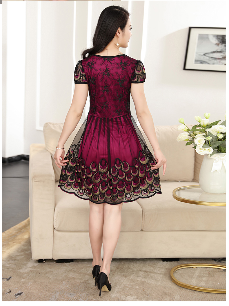 Váy hè cho mẹ 40-50 tuổi trung niên tay ngắn 2019 Váy hè nữ trung niên mới - Quần áo của mẹ áo sơ mi trung niên