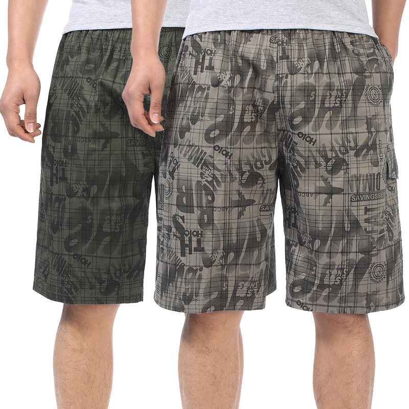 Summer middle aged casual shorts male pure cotton loose with overweight code dads 50% pants men middle-aged casual shorts