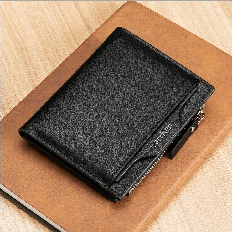 2019 new men's wallet short zipper wallet multi-function driver's license card bag vertical youth student wallet