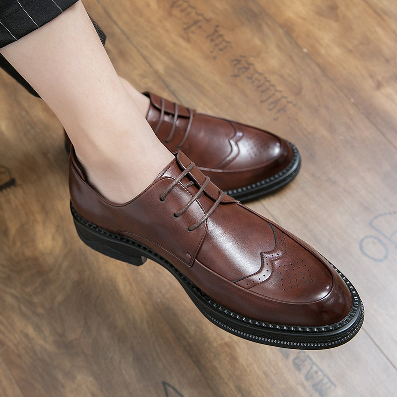 Men's leather shoes and Korean edition of the trend of the Rock men's shoes Black Business Formal Leisure Shoes Men