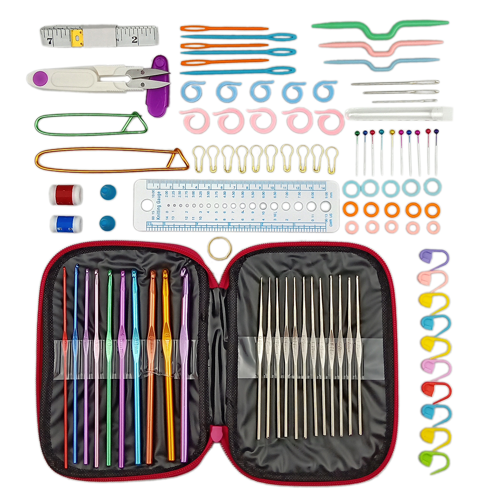 100 Pieces Aluminum Alloy Crochet Hook Needle Tool Kit Hand Woven Wool Thread Crochet Knitted Baby Shoes Sweater Stitch