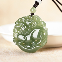 Hetian Jade Pendant Round Cai Pendant Jade Pei Mens and Womens Personality Jade Sweater Necklace Jewelry Pendant
