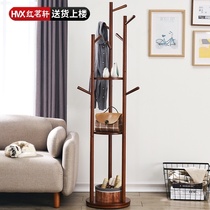 Simple coat rack Solid wood hanger Floor-to-ceiling bedroom vertical shelf Net red hanger Household rotating hanger