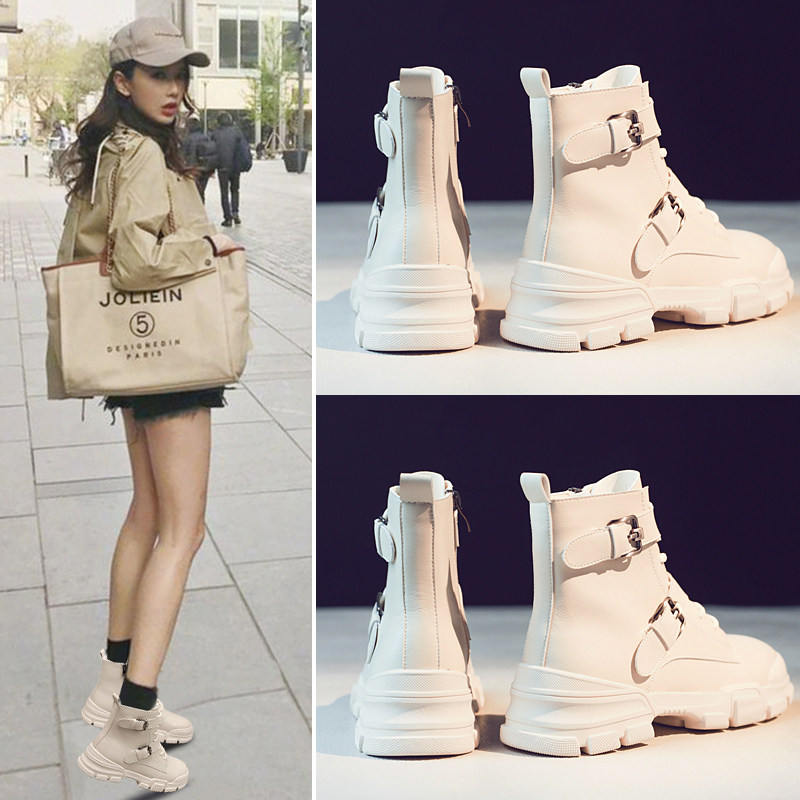 British style Martin boots women's autumn 2022 new all-match white net red fried street short boots skinny boots single boots