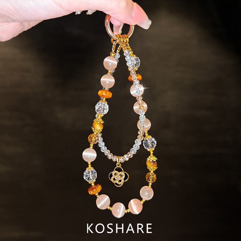 【Fortune Turns】Mobile Phone Case Chain, Light Luxury, Exquisite and High-End Feel, Crystal Pendant, Bag Keychain Lanyard for Women