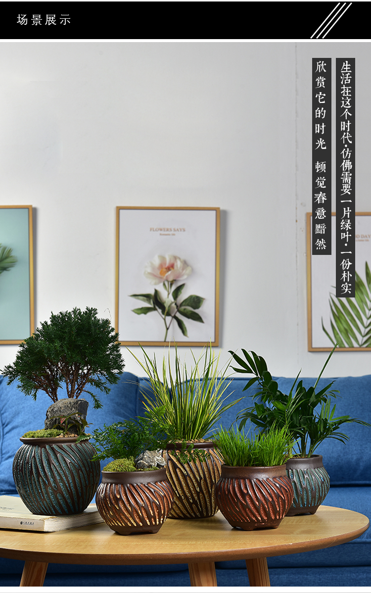 Old coarse pottery flowerpot ceramics violet arenaceous mud rock, fleshy creative Old running the wholesale to sell meat meat plant bonsai POTS restoring ancient ways