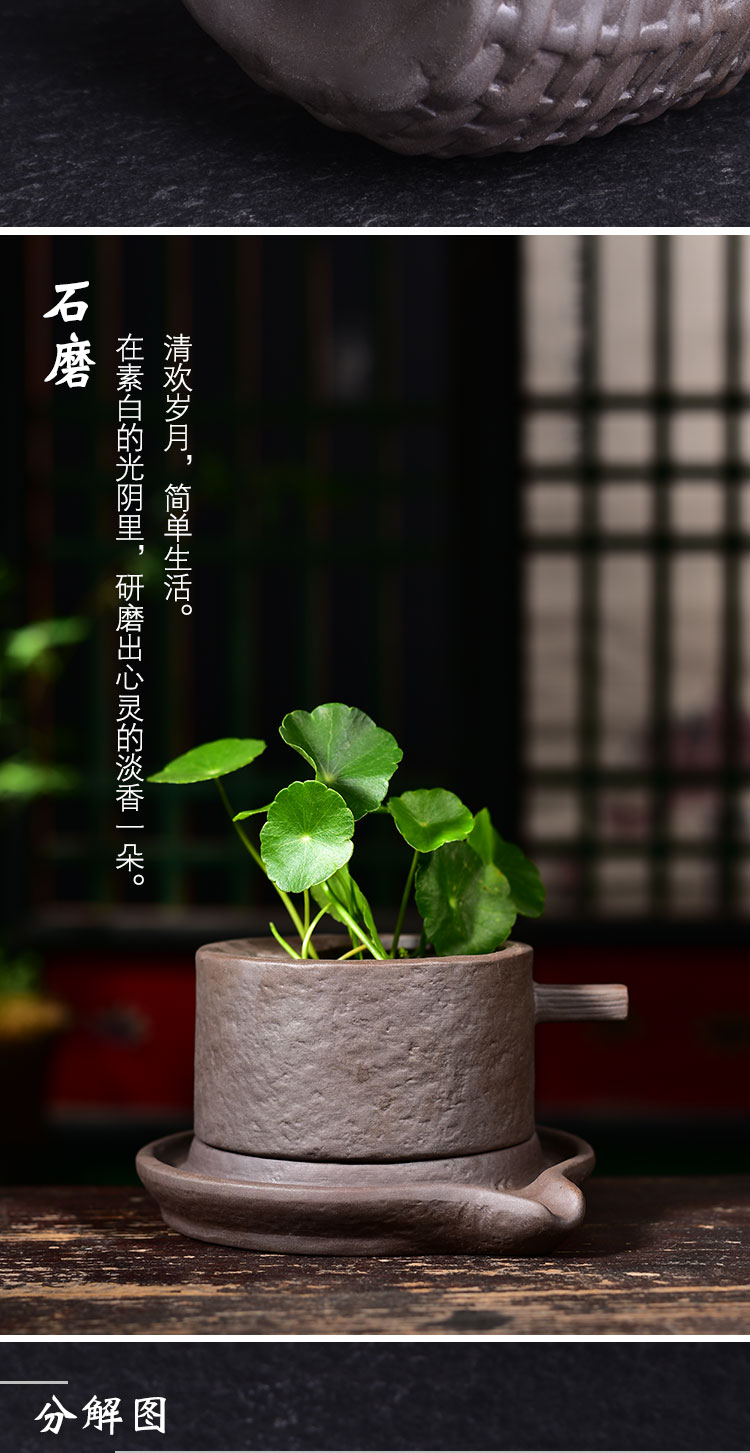 Creative hydroponic money plant pot ceramic nonporous zen copper wire arranging flowers, grass, aquatic plant container small place vessels