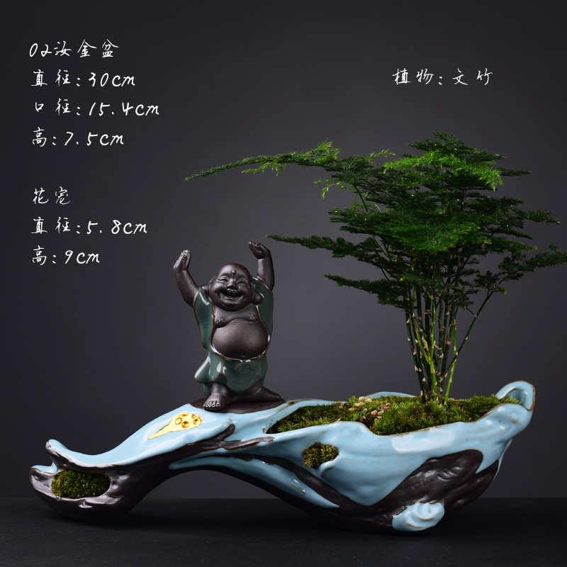 Creative potted bonsai POTS of new Chinese style household chamber the plants green asparagus calamus flowerpot porcelain basin