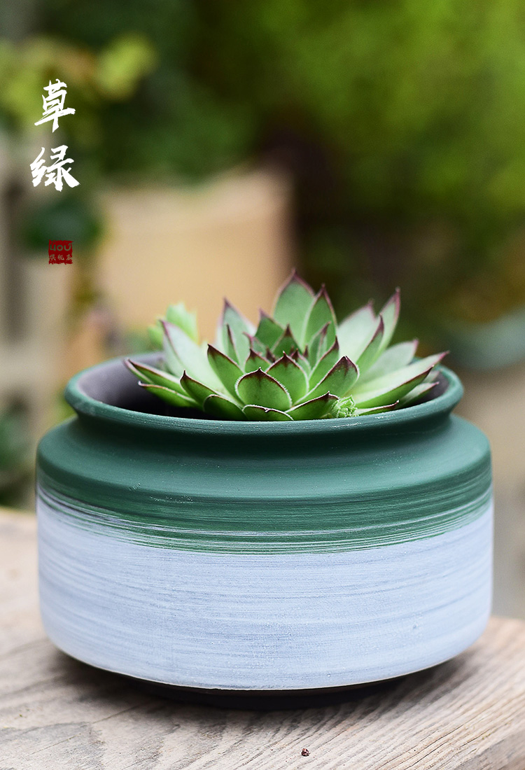 Purple sand flowerpot more meat ceramic clearance contracted sale household meat meat creative coarse pottery breathable celestial being flower pot