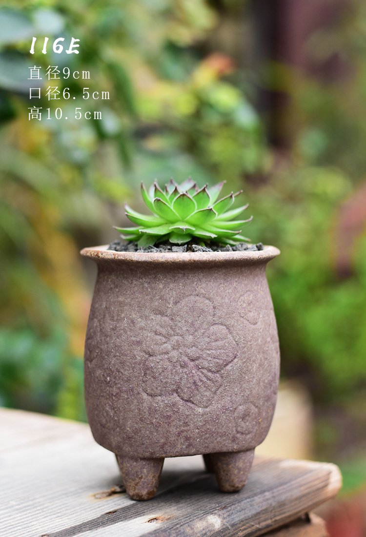 Meaty plant POTS ceramic clearance small coarse pottery breathable household balcony green plant pot creative clay POTS