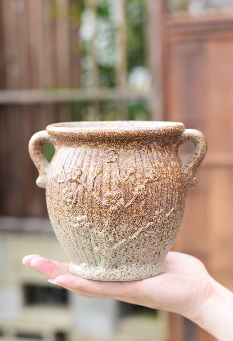 Fleshy flower pot small old ceramic coarse pottery large large diameter running the Fleshy plant basin breathable creative move clay POTS