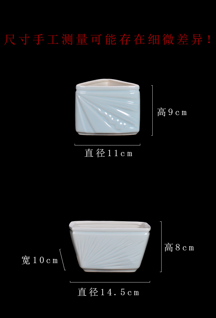 Square ceramic flower POTS triangle large money plant celadon orchid pot pot meat meat, green potted the plants, fleshy