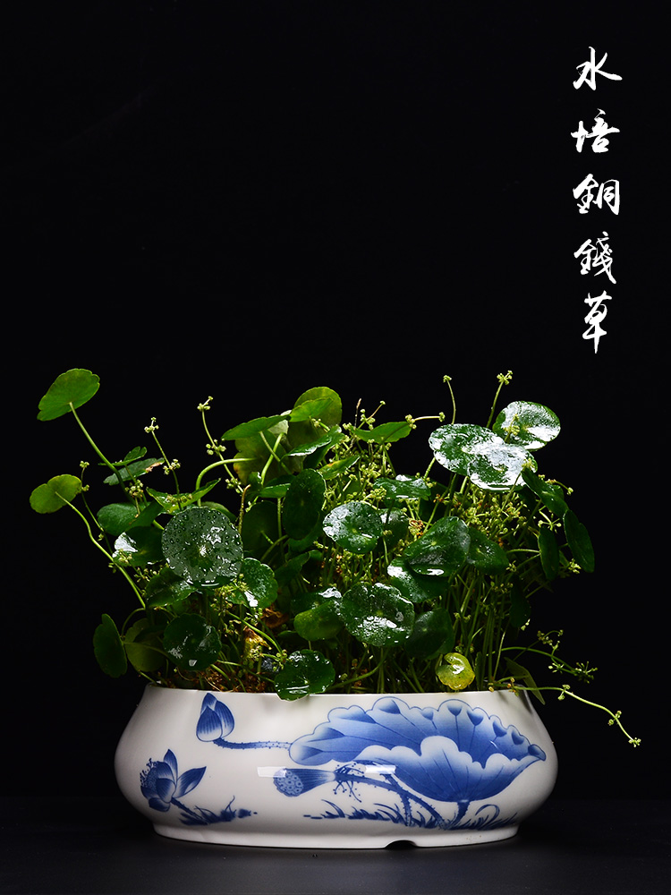 Jian mountain flower arrangement is a Japanese flower arrangement hydroponic flower pot large ceramic bowl lotus lotus basin grass cooper refers to flower pot