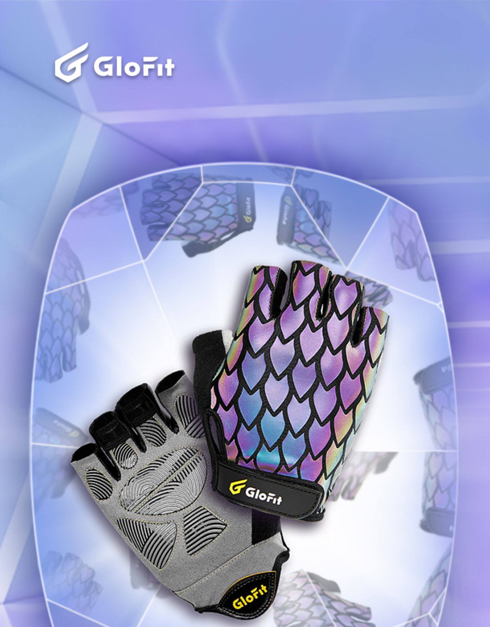 Glofit 七彩发光半指健身手套 1对 图1