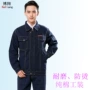 Quần yếm phù hợp với nam giới dày bảo hiểm lao động denim overalls bông chống cháy ngọn lửa quần yếm mặc dụng cụ quan ao nam