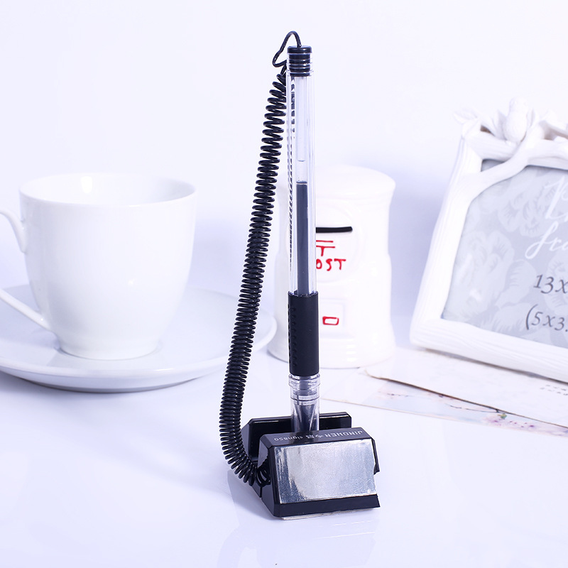 Front desk Counter Sticking Table Pen in pen Pen 0 5mm Black Belt Thread Fixed Signature Pen