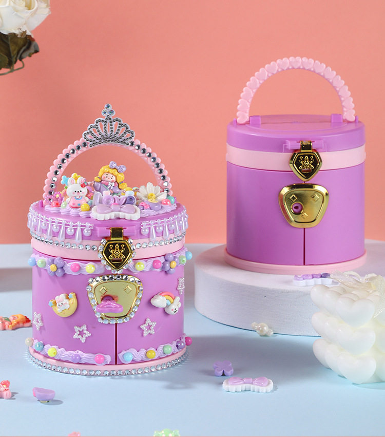 Children's diy portable treasure box material package creative handmade cream glue princess jewelry box girl toy gift O1CN017psvzJ1Vuba2ubPGV !!341822713