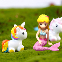 Simulation resin animal stereo accessories color unicorn pony pony mermaid giraffe house doll ornaments