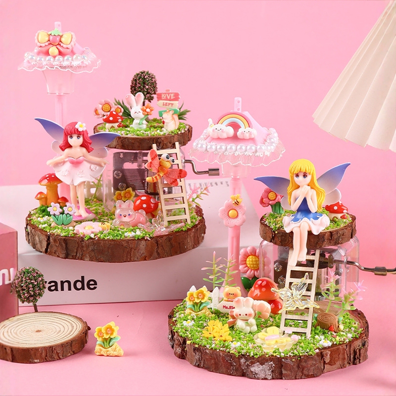 Children's DIY Fairy Tale Music Box Forest Materials Creative Handmade Night Light Micro Landscape Ornaments Girls' Toys Gifts