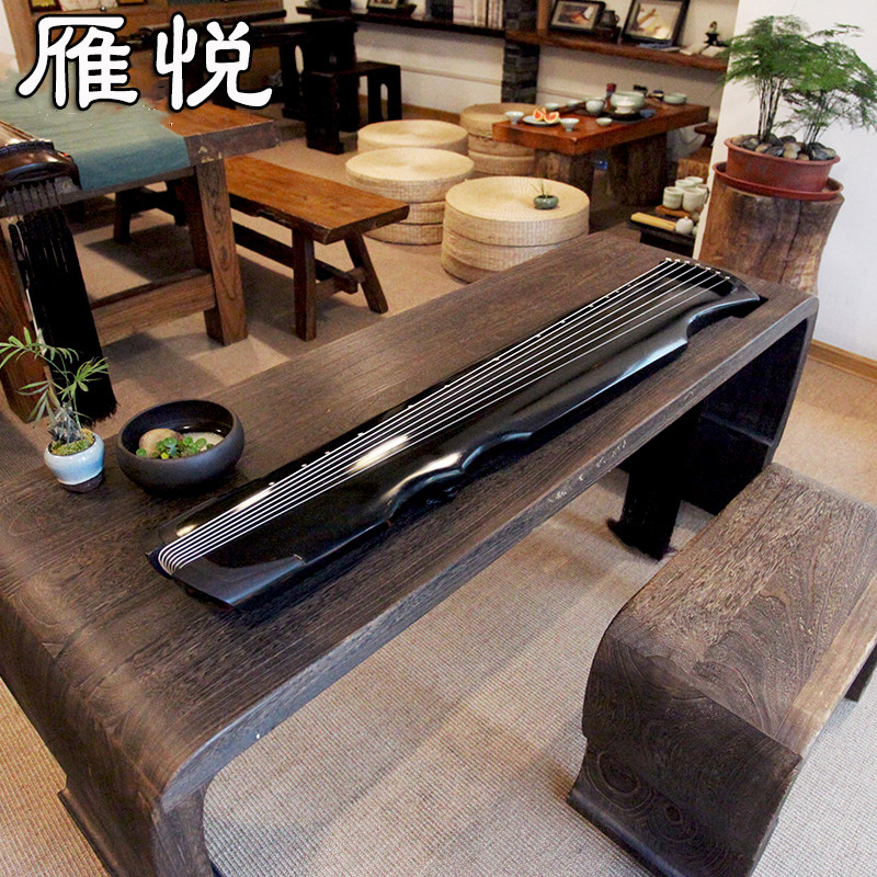 Yanyue Guqin Beginner Scholar Old Cedar Wood Fuxi Midi Pure Raw Lacquer Black Guqin