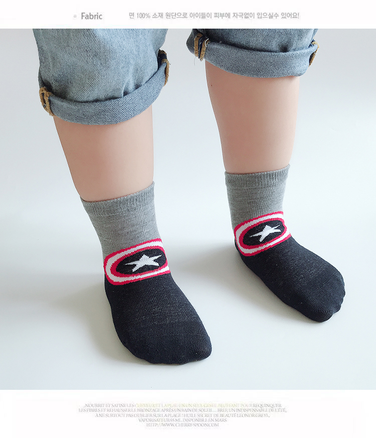 Vớ trẻ em cotton mùa thu 5-8-9-12 tuổi siêu sắt người đàn ông Mỹ đội trưởng bé gái vớ thủy triều - Vớ vớ đẹp cho bé sơ sinh