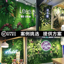 Simulation plant wall artificial turf wall green plant decoration plastic fake flower wall wall door interior image background wall